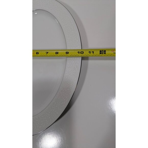 Majestic China Japan Plymouth Oval Serving Platter White Silver Floral Elegant - Picture 3 of 12